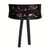 Embroidered Obi Belt: Black-Gold
