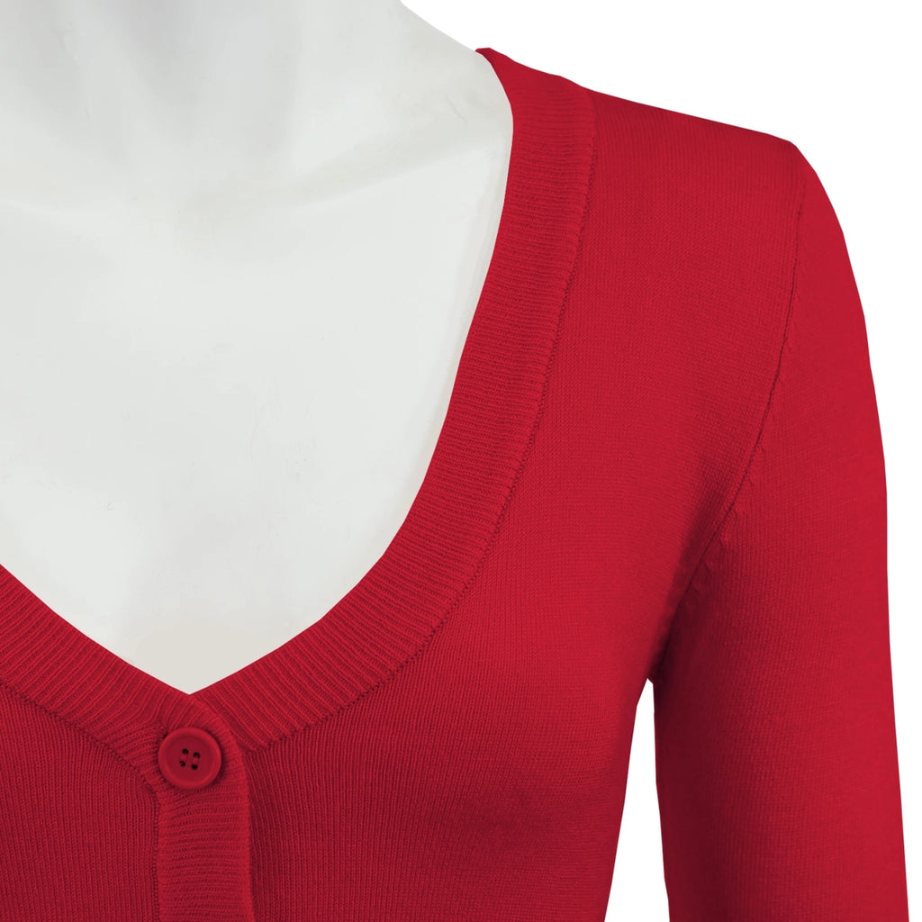 Cherry Red Cropped Cardigan