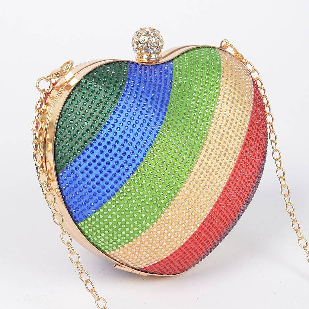 Rhinestone Rainbow Heart Bag