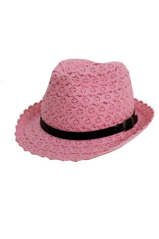 Pink Felt Floral Pill Box Hat