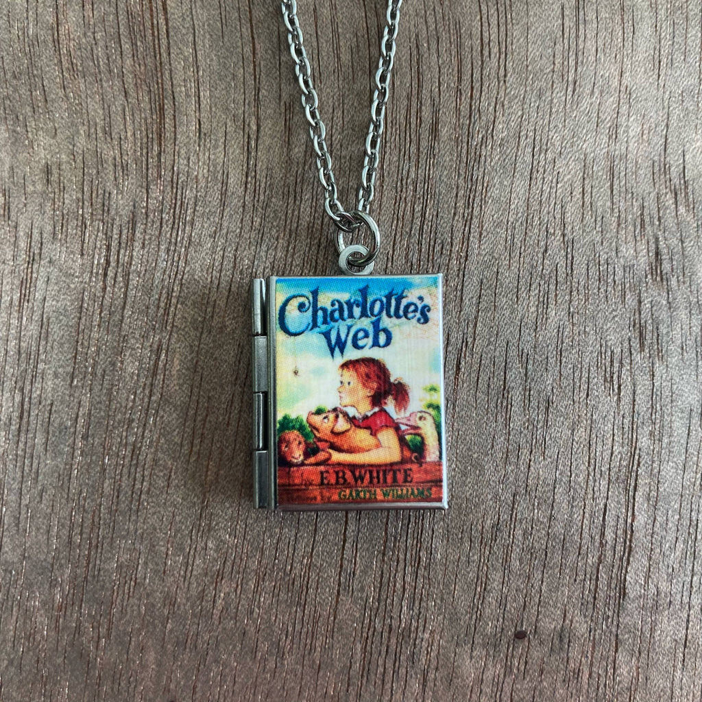 Book Locket Necklace - Charlotte's Web: Stainless Steel