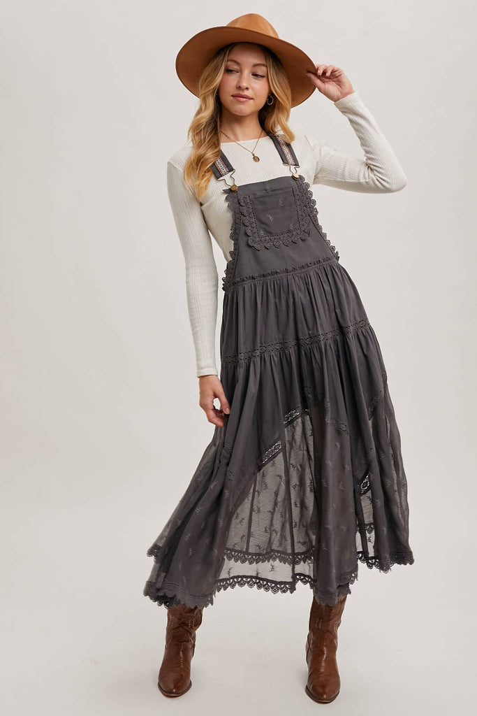 Lace Embroidered Overall Dress