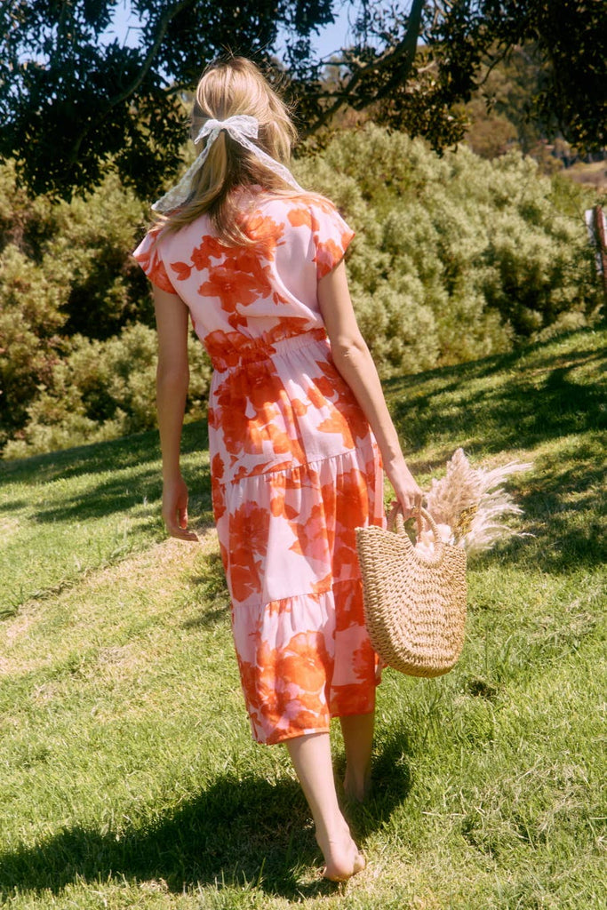 Citrus Kiss Tiered Midi Dress