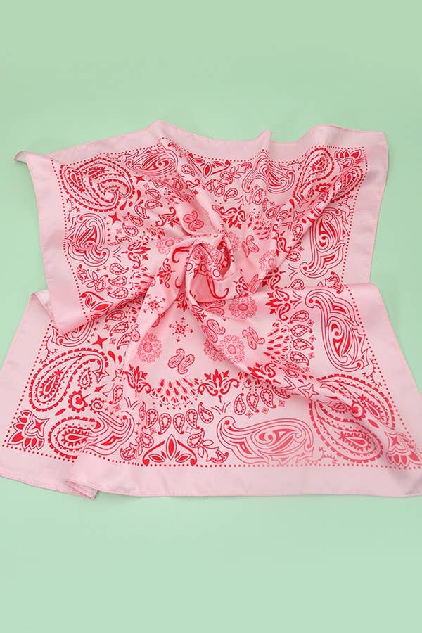 Pink Paisley Silky Bandana