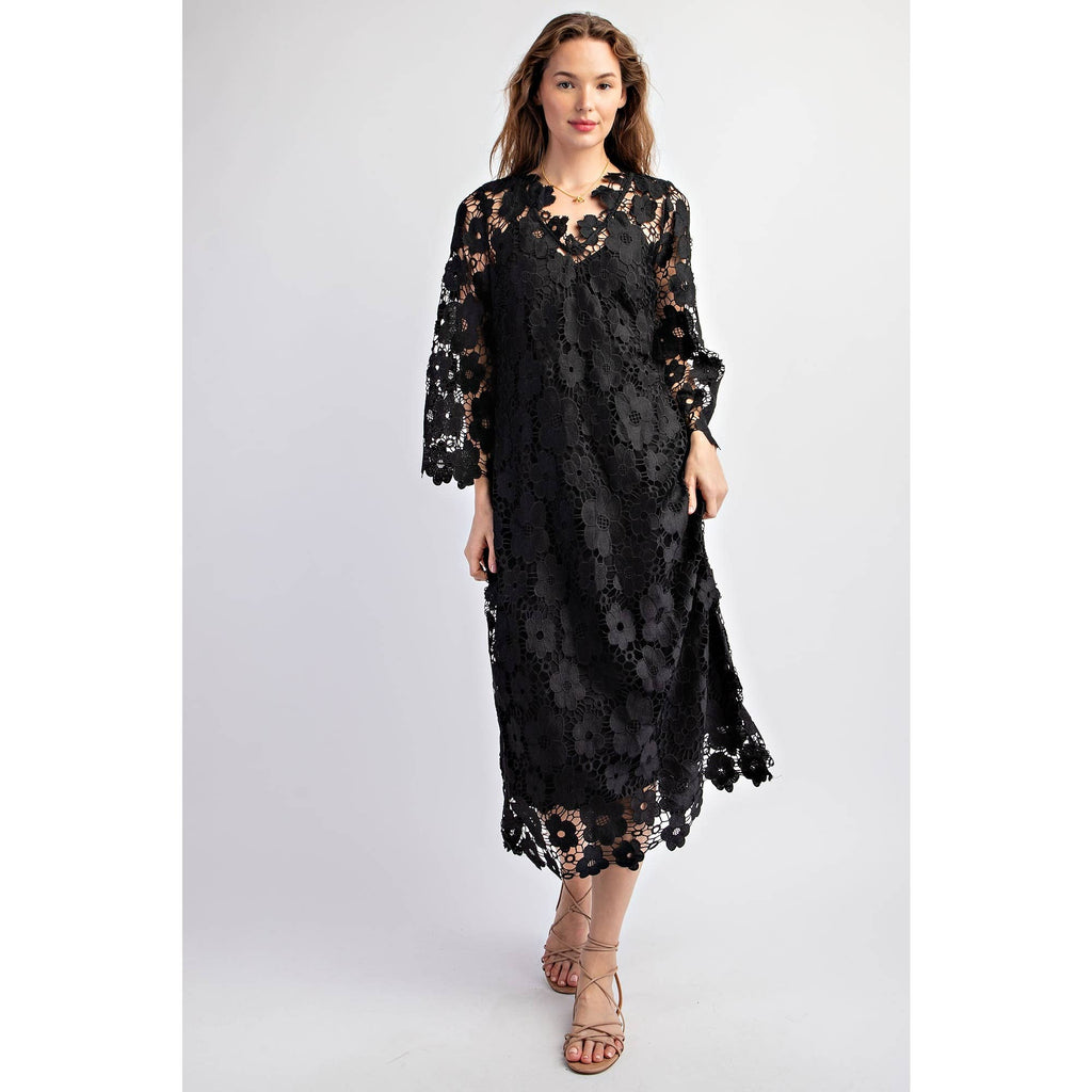 Crocheted Lace Relaxed Fit Dress