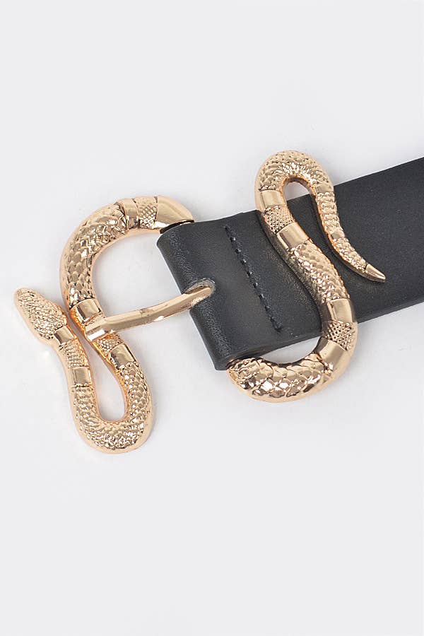 Snake Buckle Belt: Black Gold