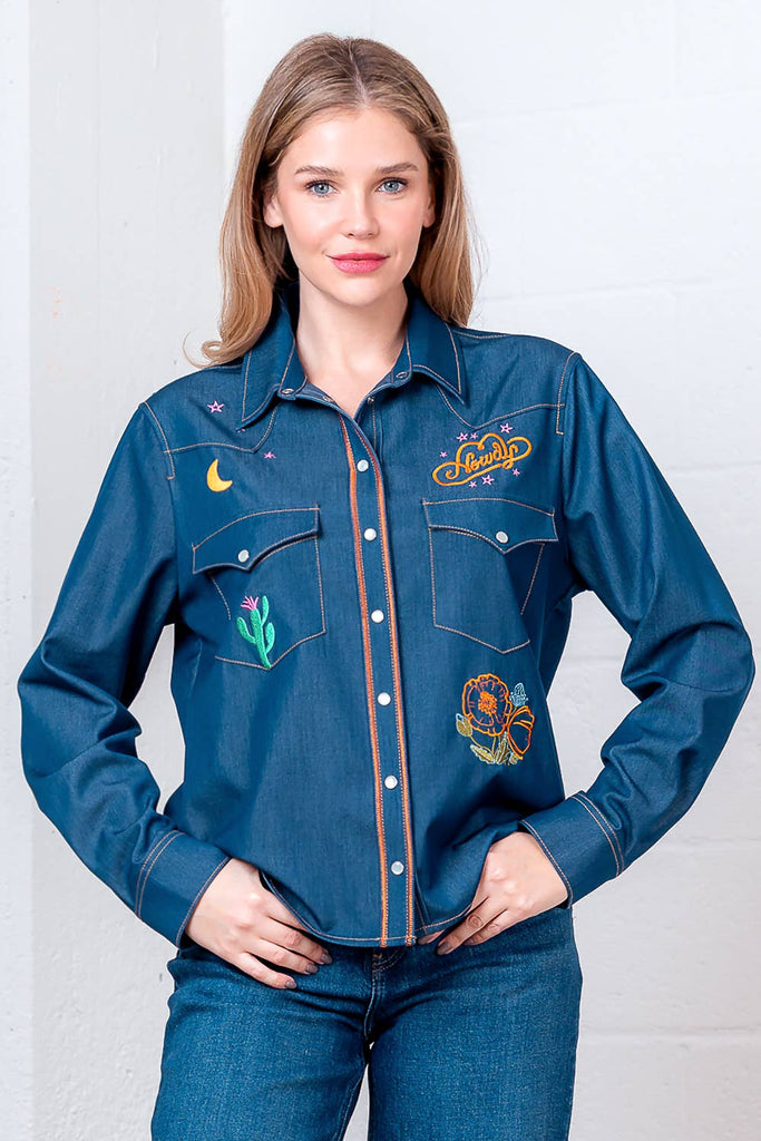 Western Embroidered Denim Shirt