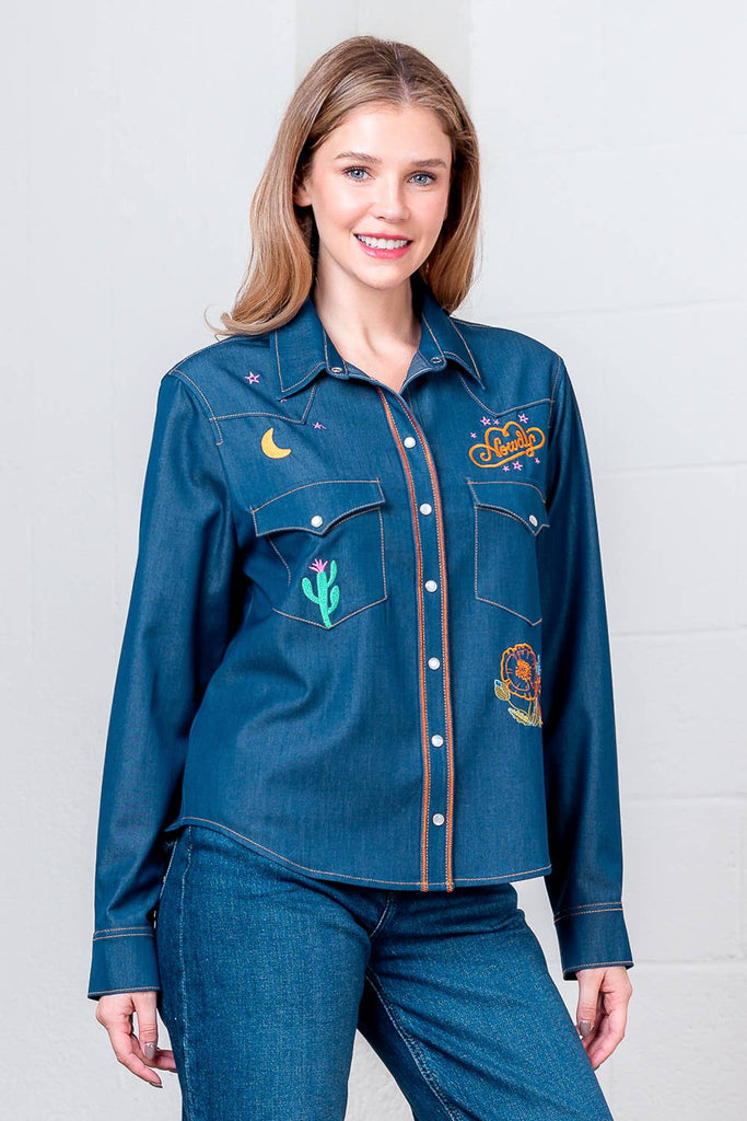 Western Embroidered Denim Shirt