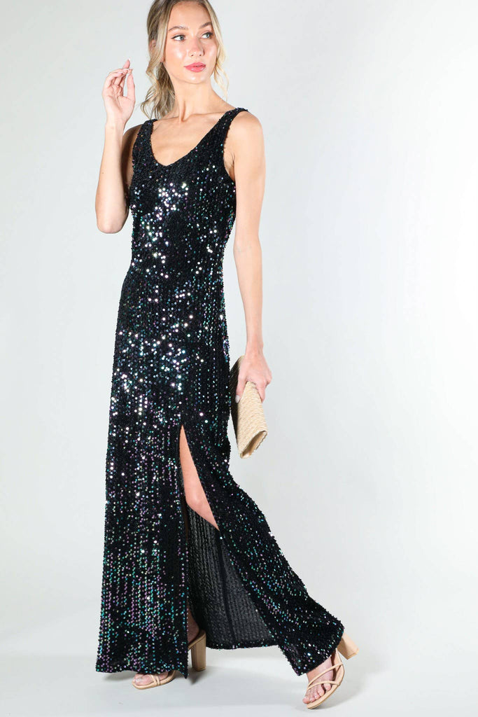 Stretch Sequin Maxi Dress