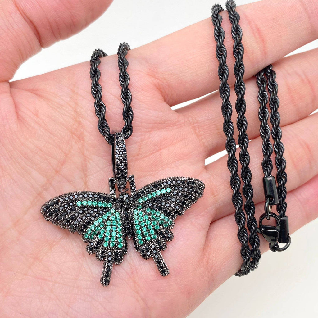 Sparkling Zirconis Butterfly Necklace