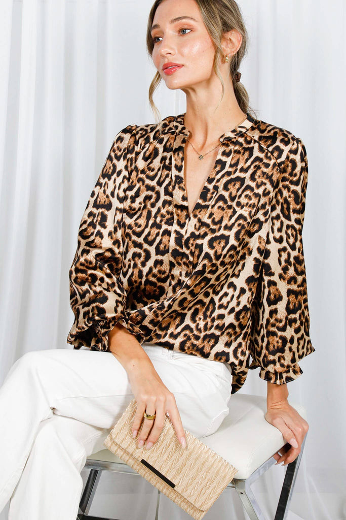 Silky Leopard Print Blouse