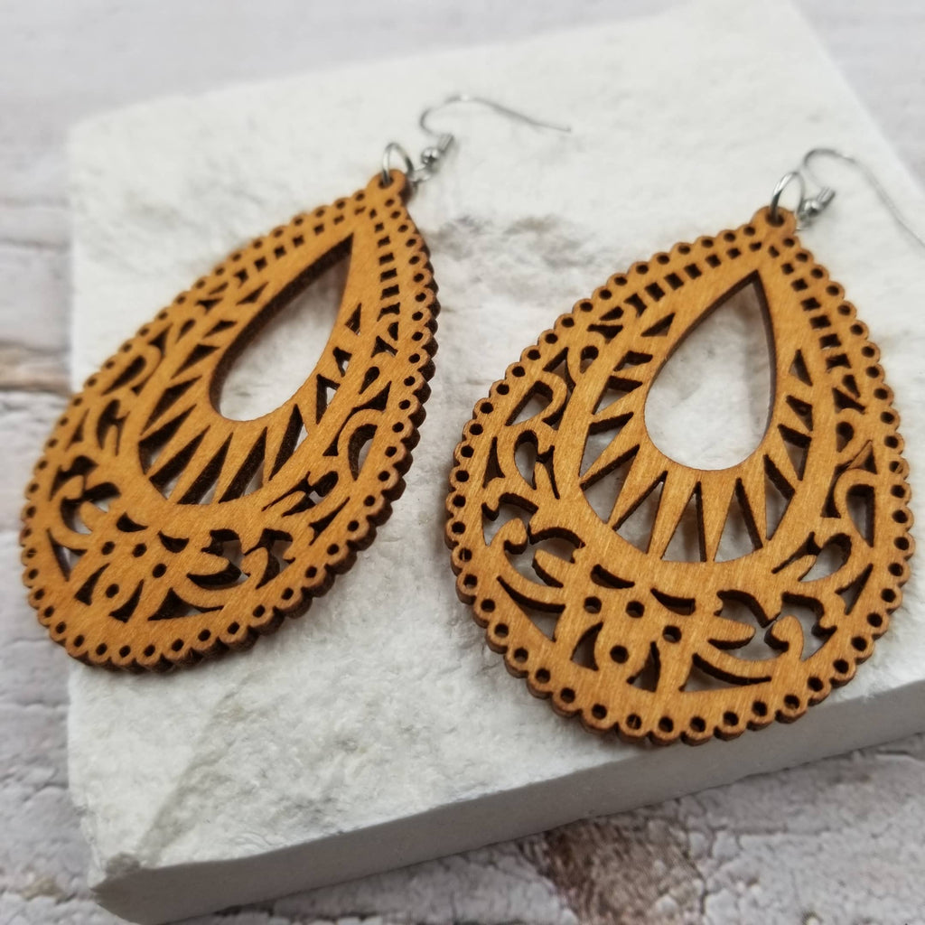 Mandala Wood Earrings