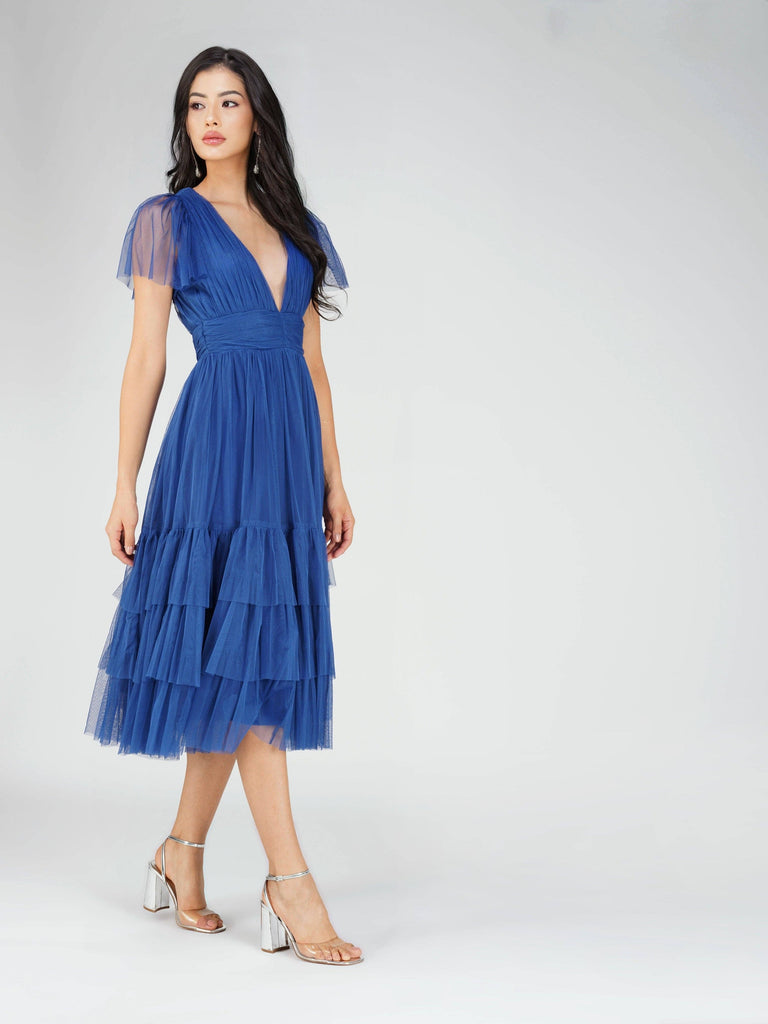 Azure Tulle Midi Dress