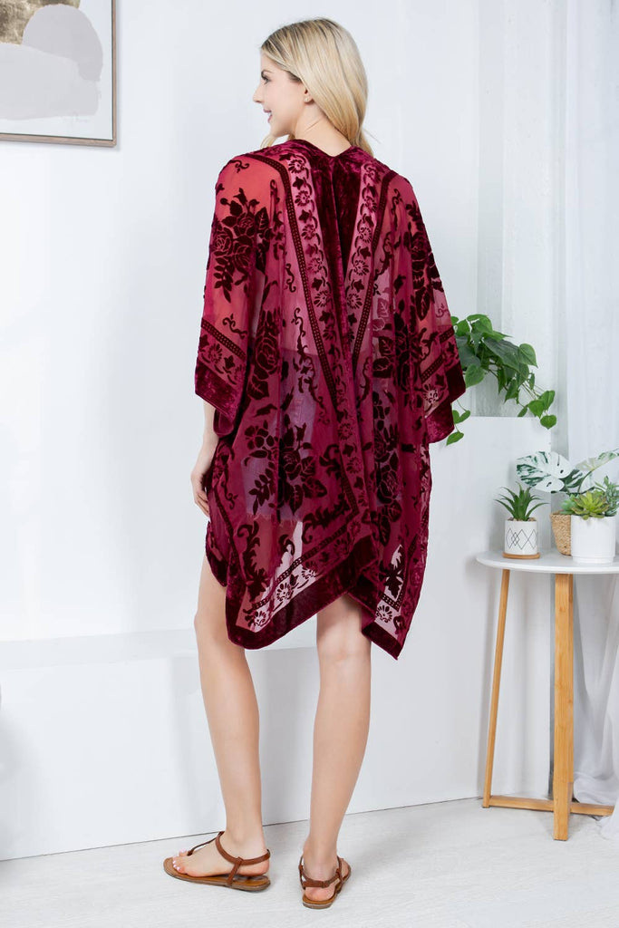 Bohemian Velvet Kimono: Wine