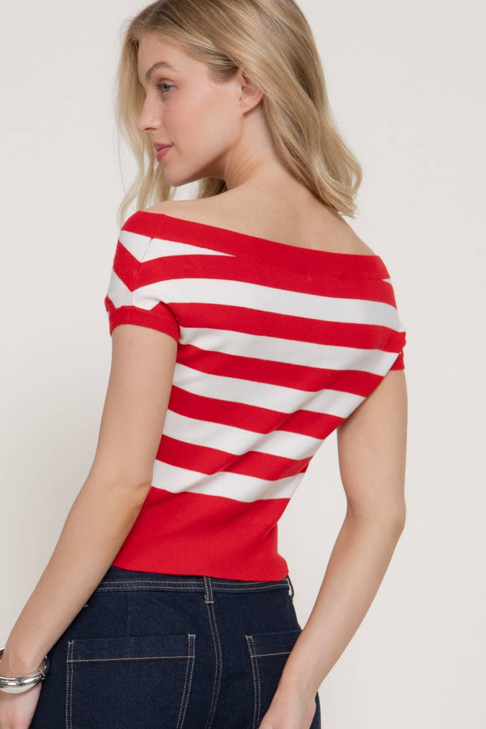 French Stripes Knit Top: Red