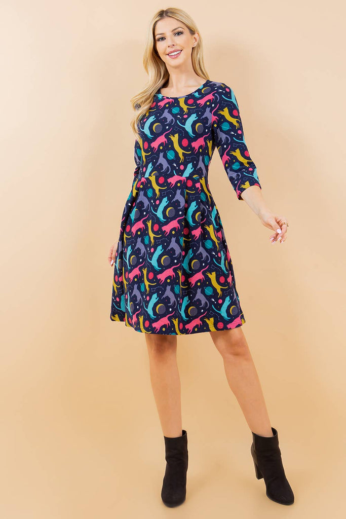 Space Cats Sweater Dress