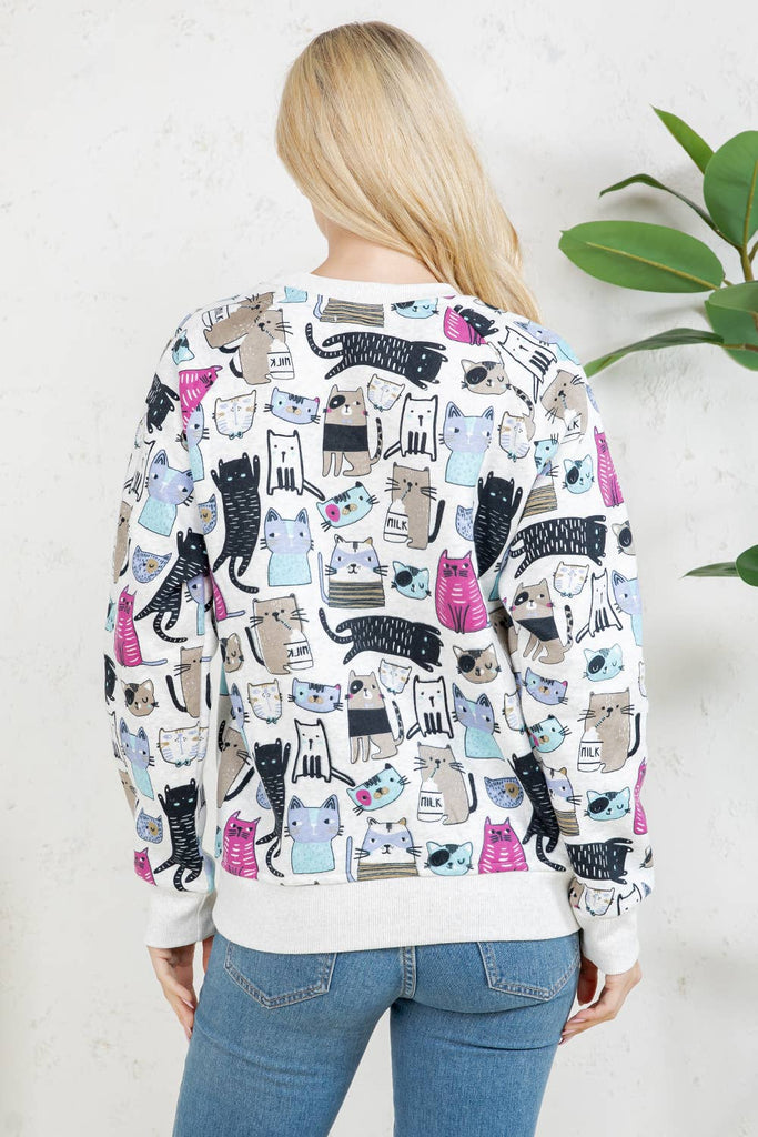 Colorful Cats Fleece Sweatshirt