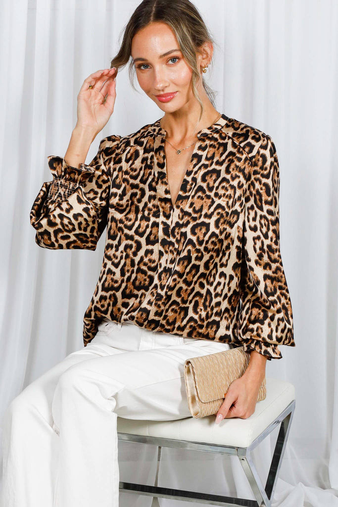 Silky Leopard Print Blouse