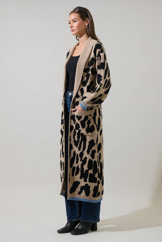 City Cat Leopard Duster Cardigan