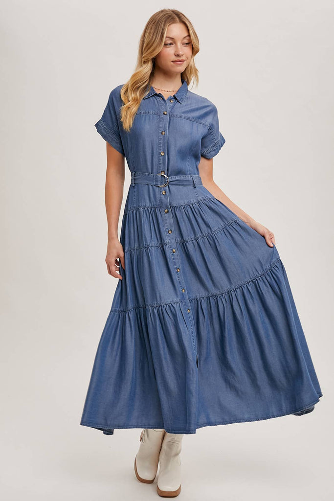 Tiered Tencel Denim Dress