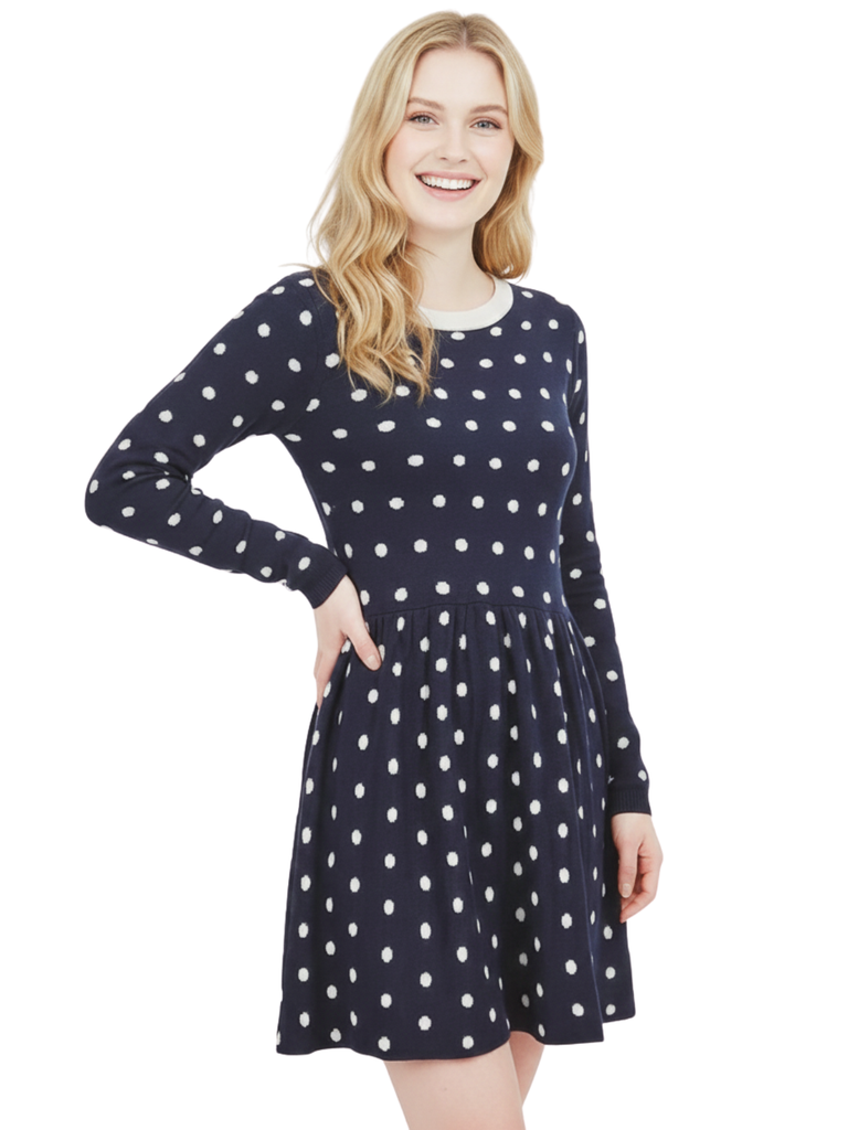Baby Doll Polka Dot Sweater Dress