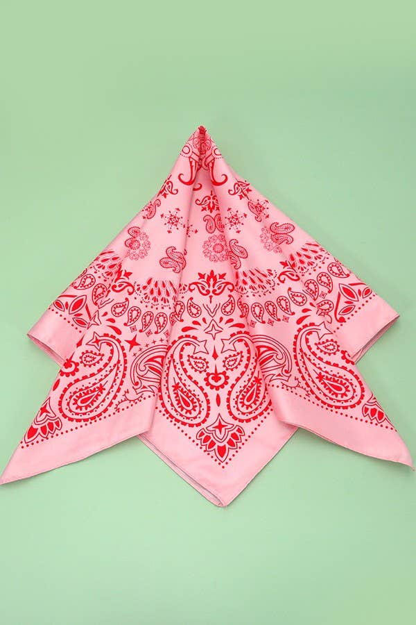 Pink Paisley Silky Bandana