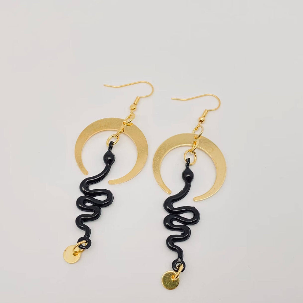 Moon Goddess Snake Earrings