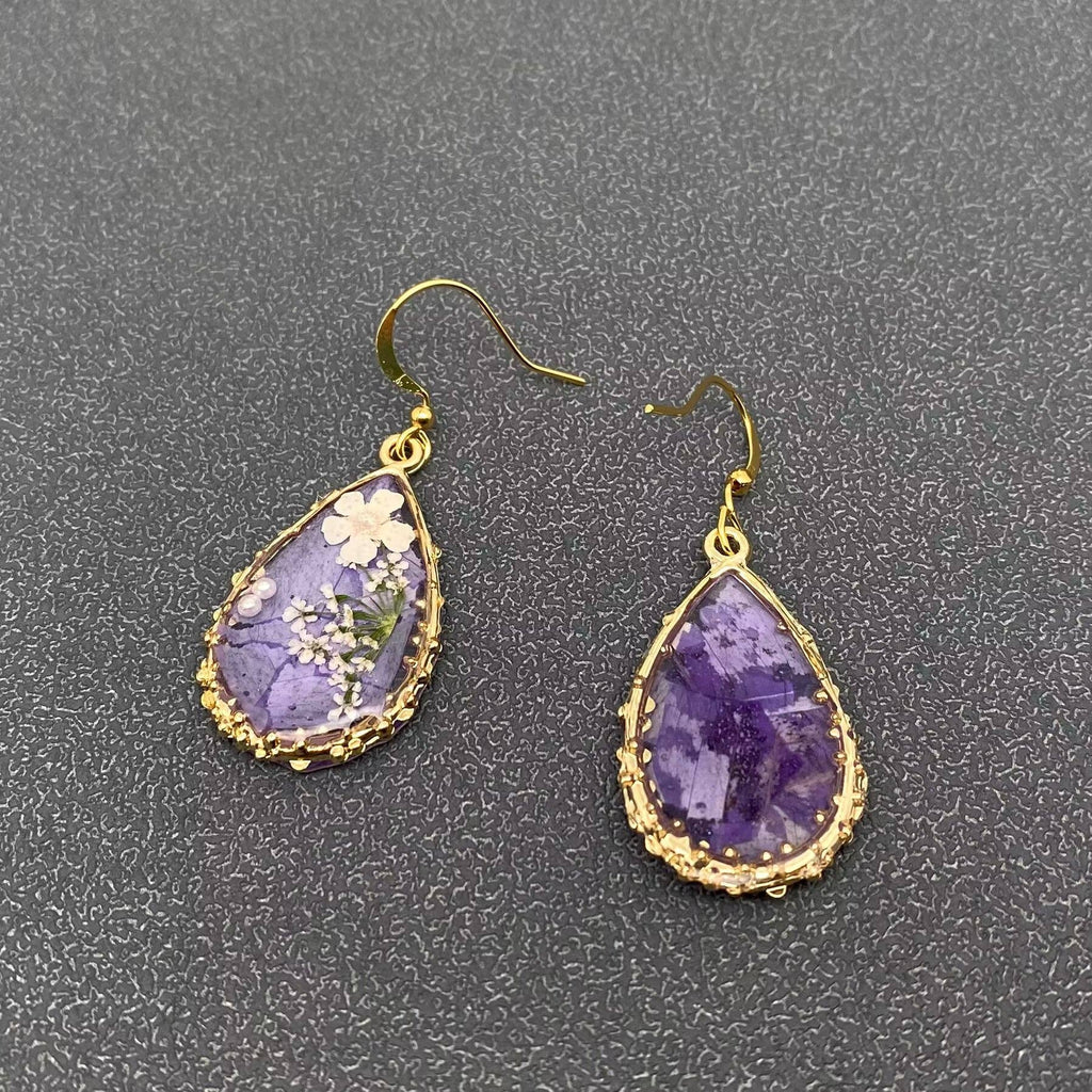 Periwinkle Flower Dangle Earrings