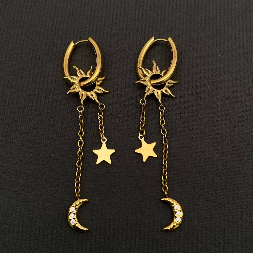 Moon Star Sun Huggie Earrings