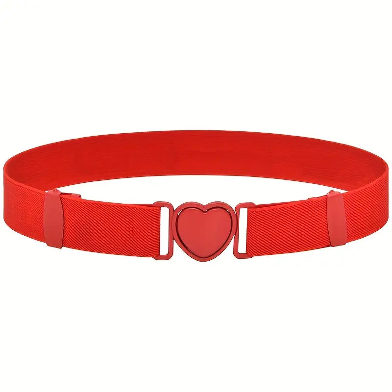 Retro Heart Stretch Belt: Red