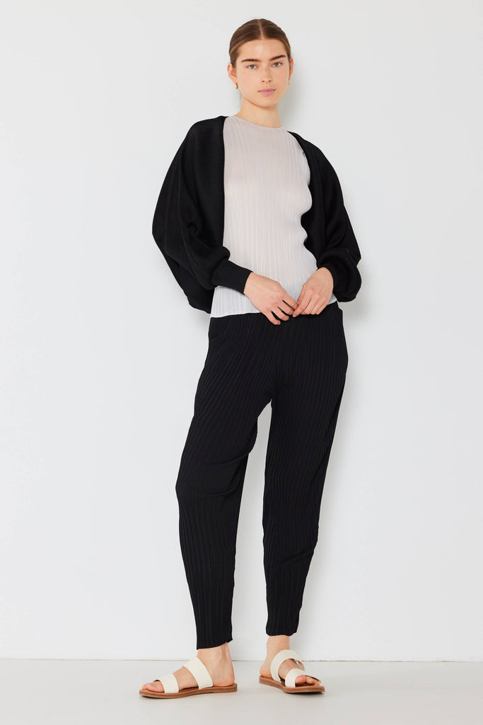Ribbed Pleated Bolero: Black