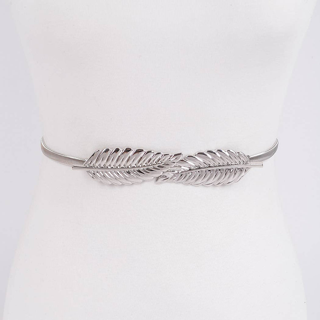 Double Leaf Closure Metal Belt: Silver