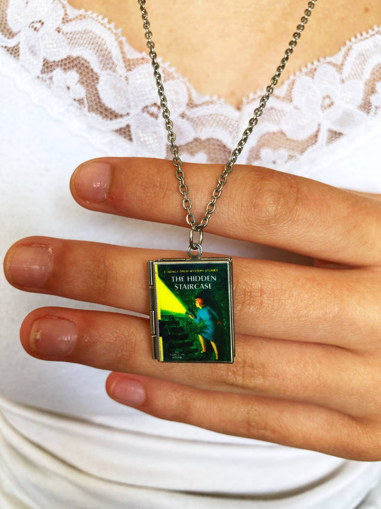 Book Locket Necklace - Nancy Drew - The Hidden Staircase: Stainless Steel