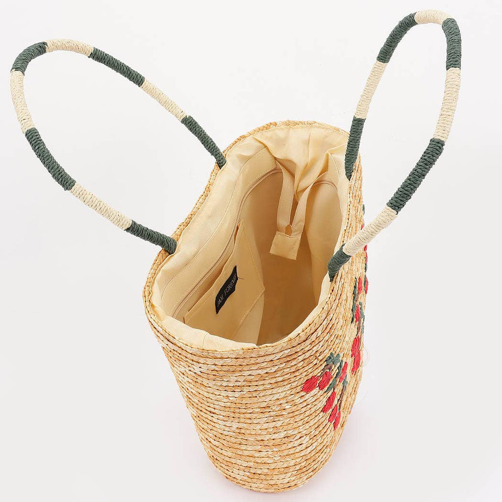 Straw Cherry Tote Bag