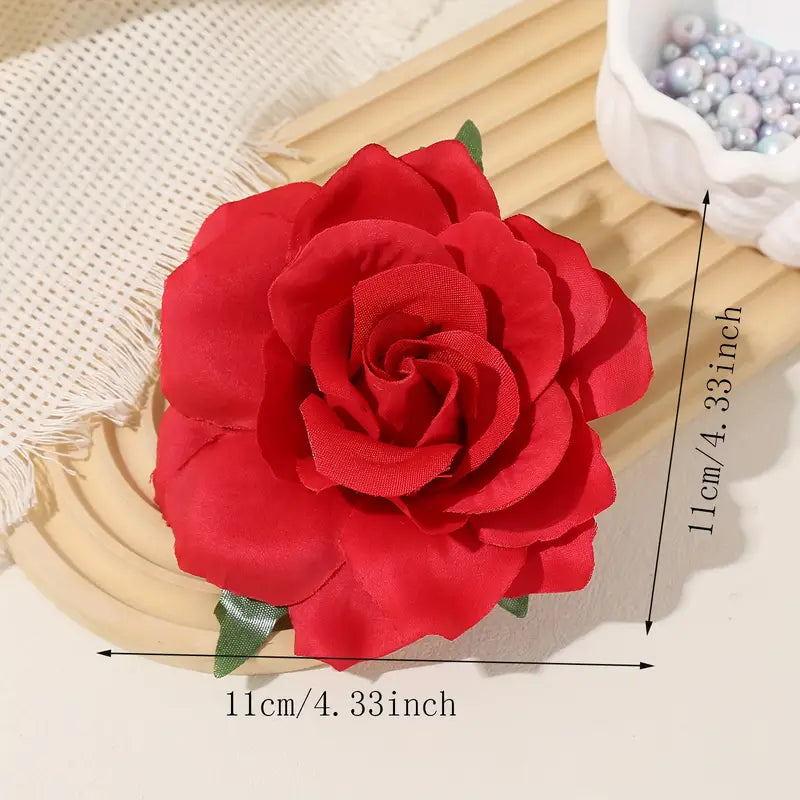 Red Rose Hair Flower/ Brooch