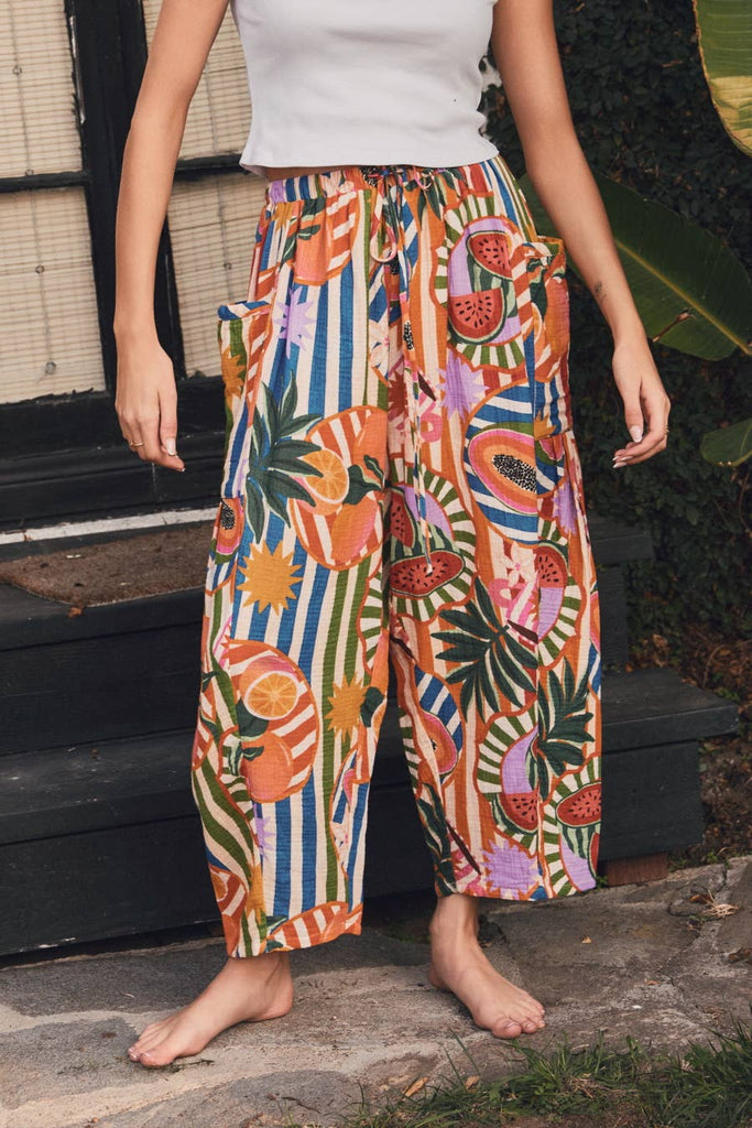 Fruit Medley Tropical Wide Leg Pants