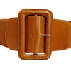 Patent Buckle Stretch Belt: Cognac