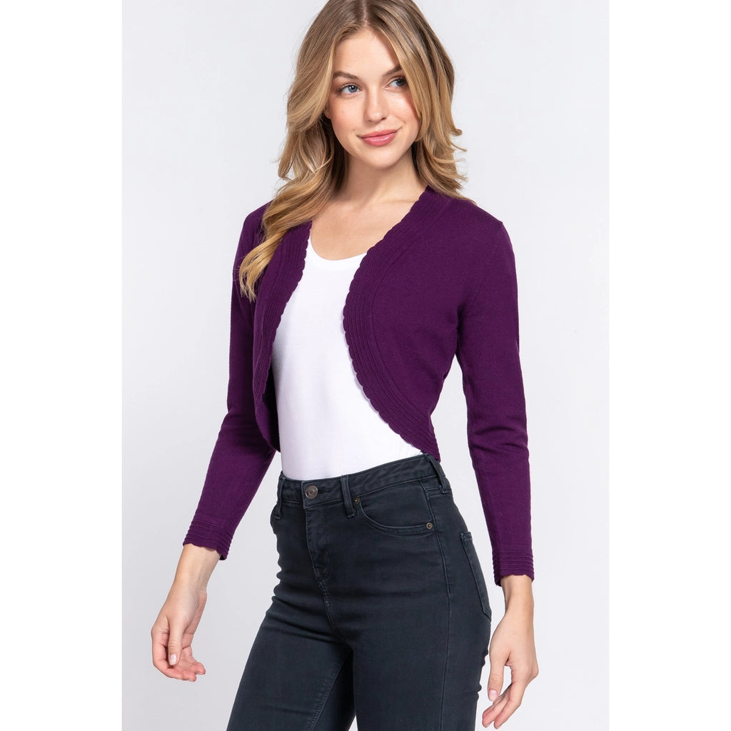 Scallop Edge Bolero: Purple