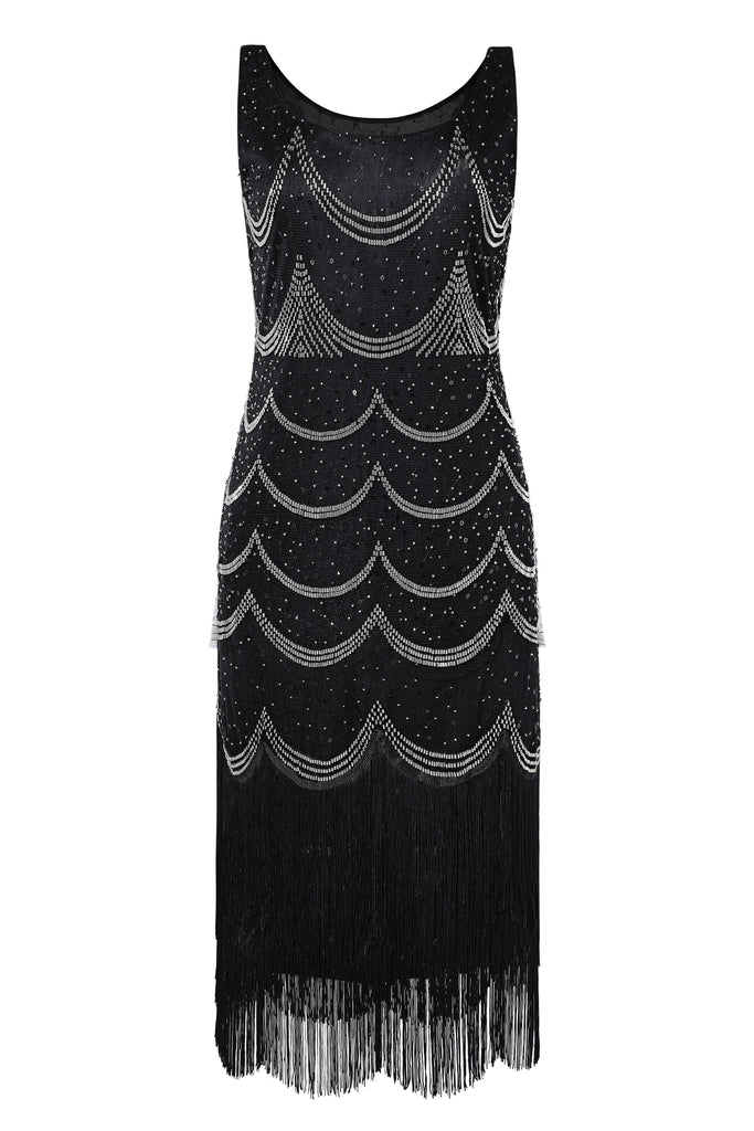 Geo Deco Beaded Fringe Dress