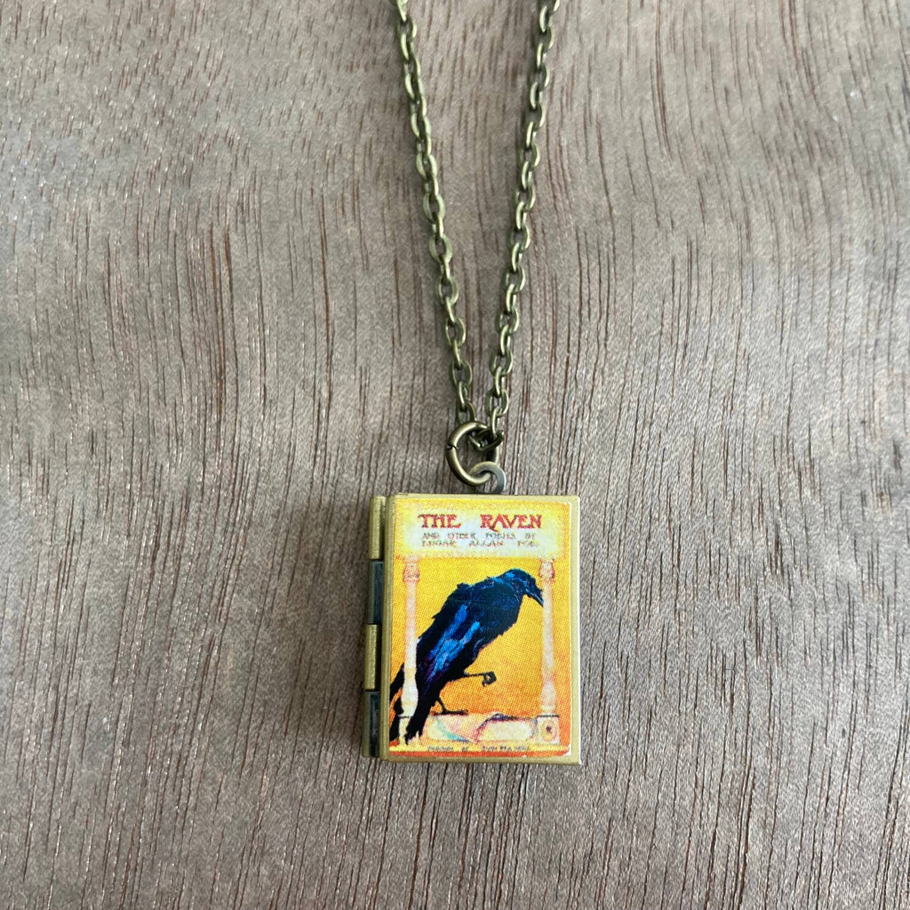 Book Locket Necklace - The Raven: Bronze