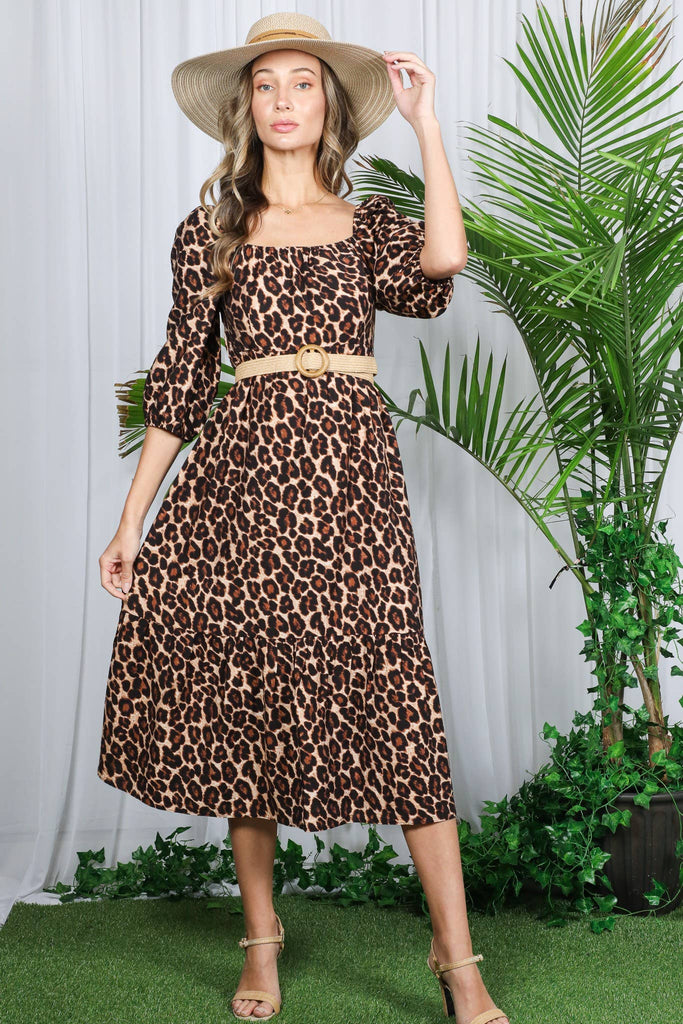 Leopard Tiered Midi Dress