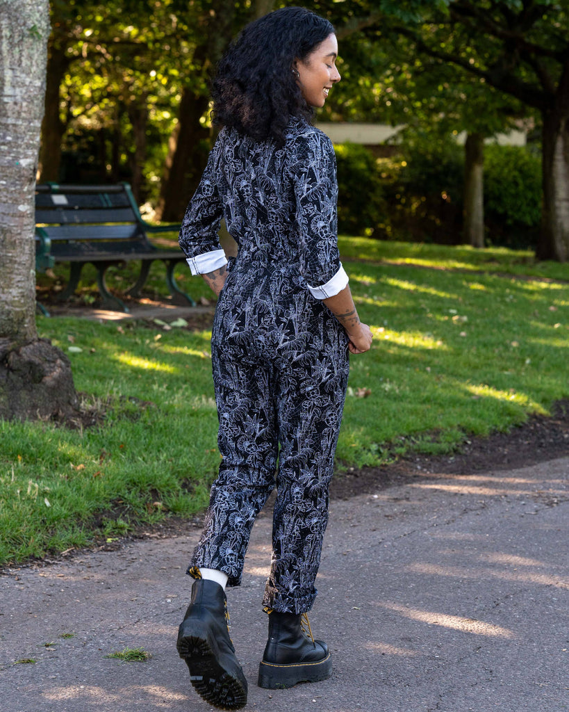 Black Floral Cobweb Boiler Suit