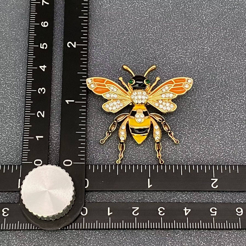 Rhinestone Enamel Bee Brooch