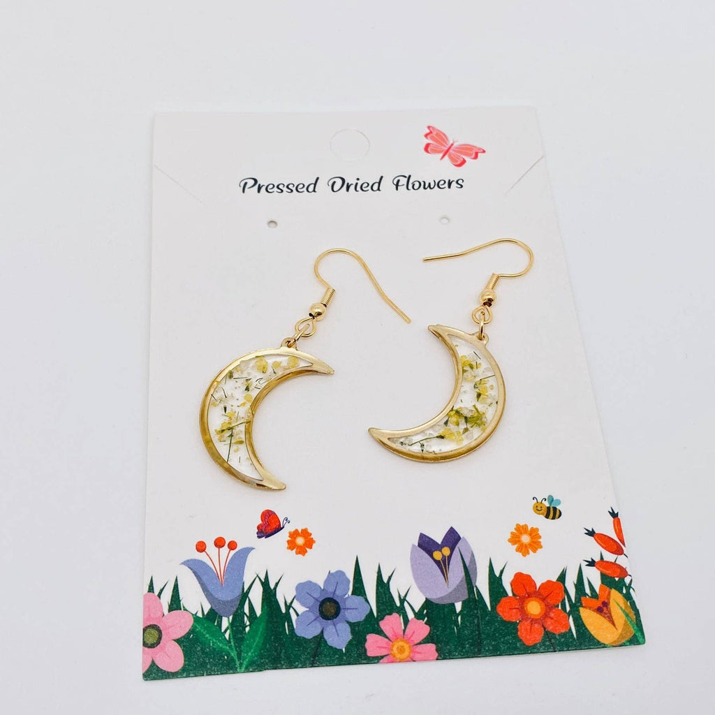 Pressed Flower Moon Earring
