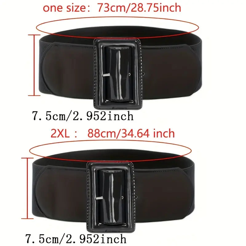 Rectangle Buckle Stretch Belt: Gold