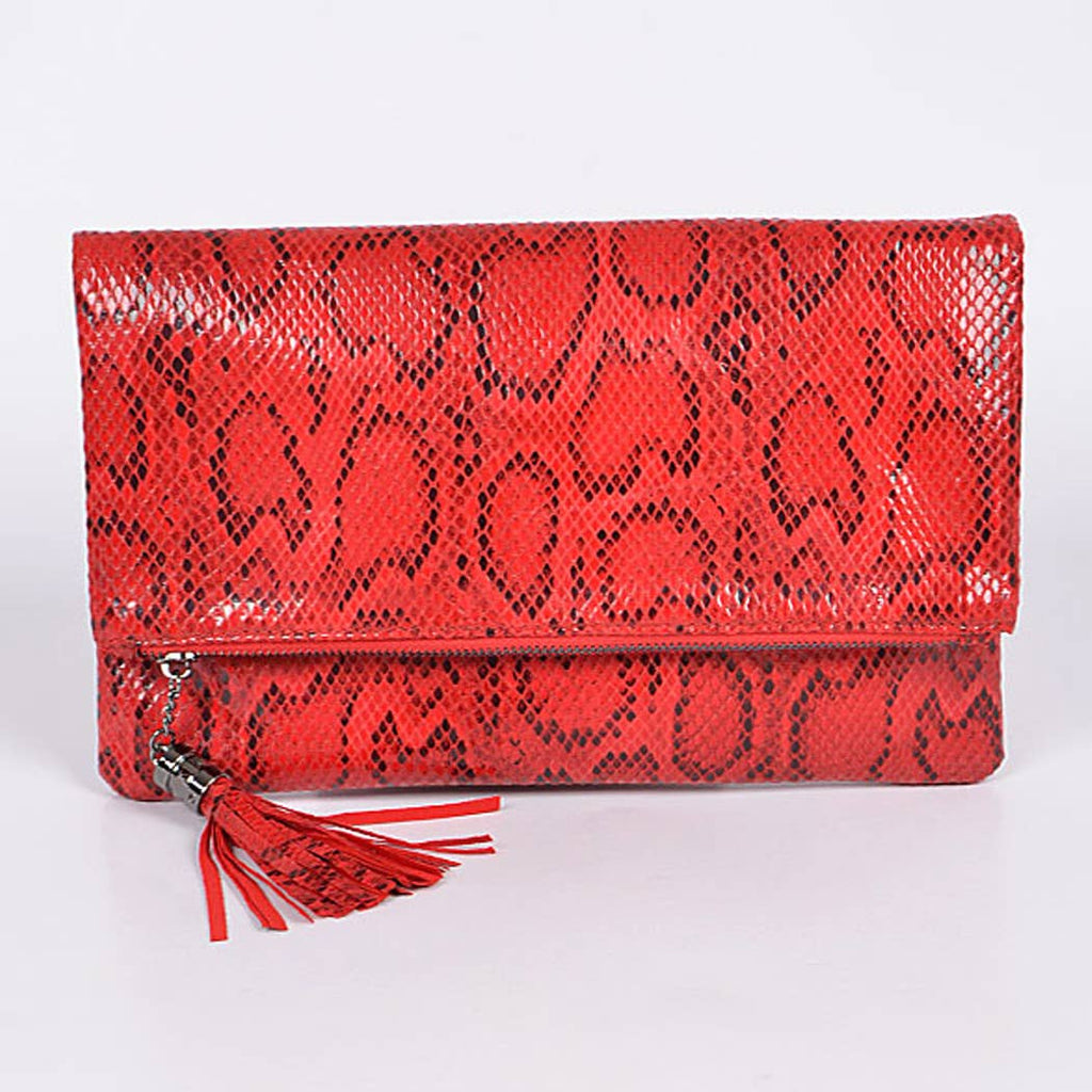 Green Faux Python Clutch