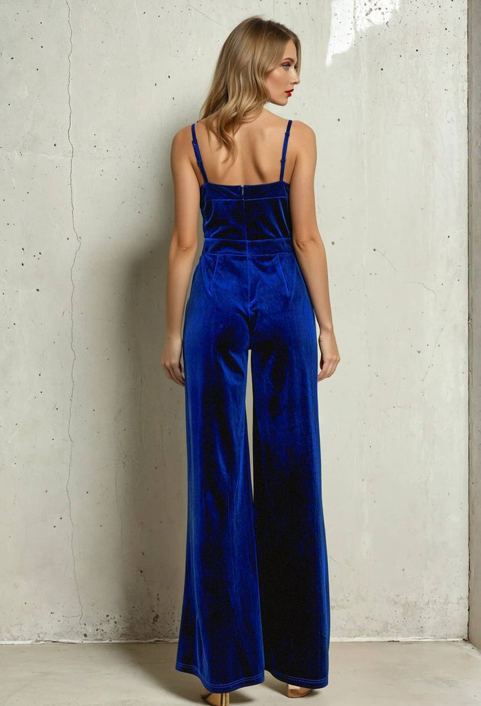 Teal Buttery Soft Velvet Jumpsuit