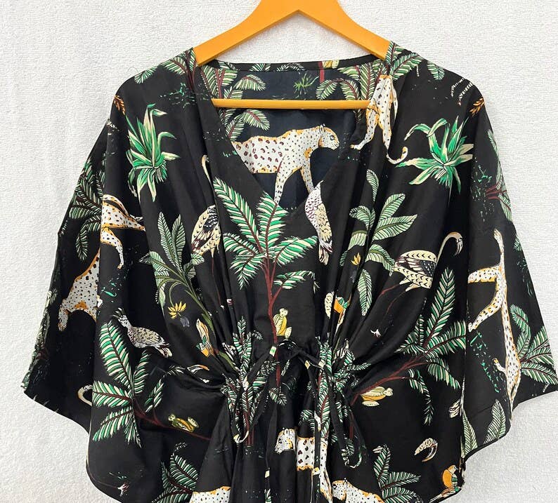 Black Jungle Cotton Caftan
