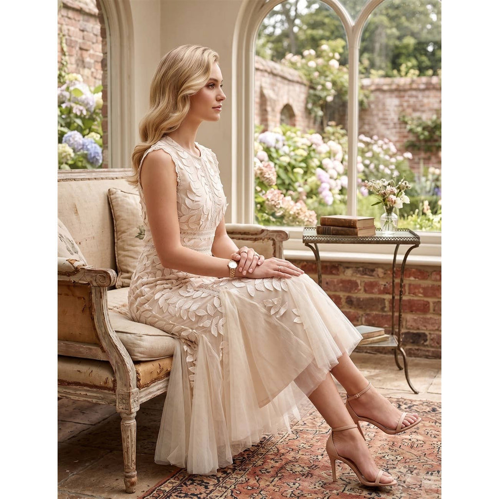 Ethereal Botanical Wine Lace Dress