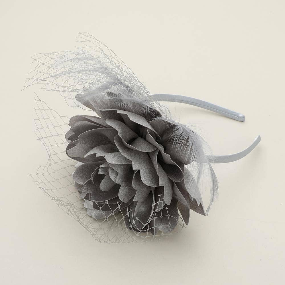 Flower Veil Fascinator / Headband: Pink